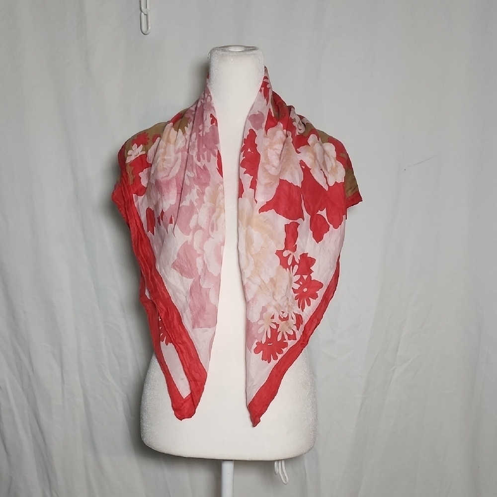 Floral Red and White Scarf